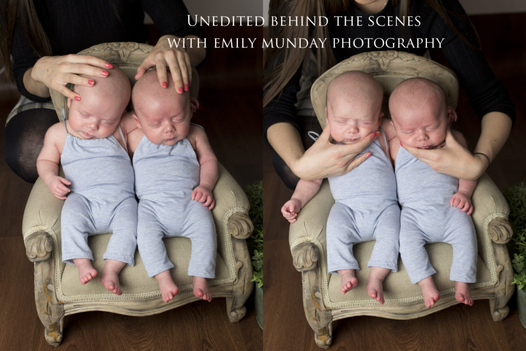 twins emily munday monday photos photography photographer plymouth devon cornwall newborn studio posed siblings behind the scenes 