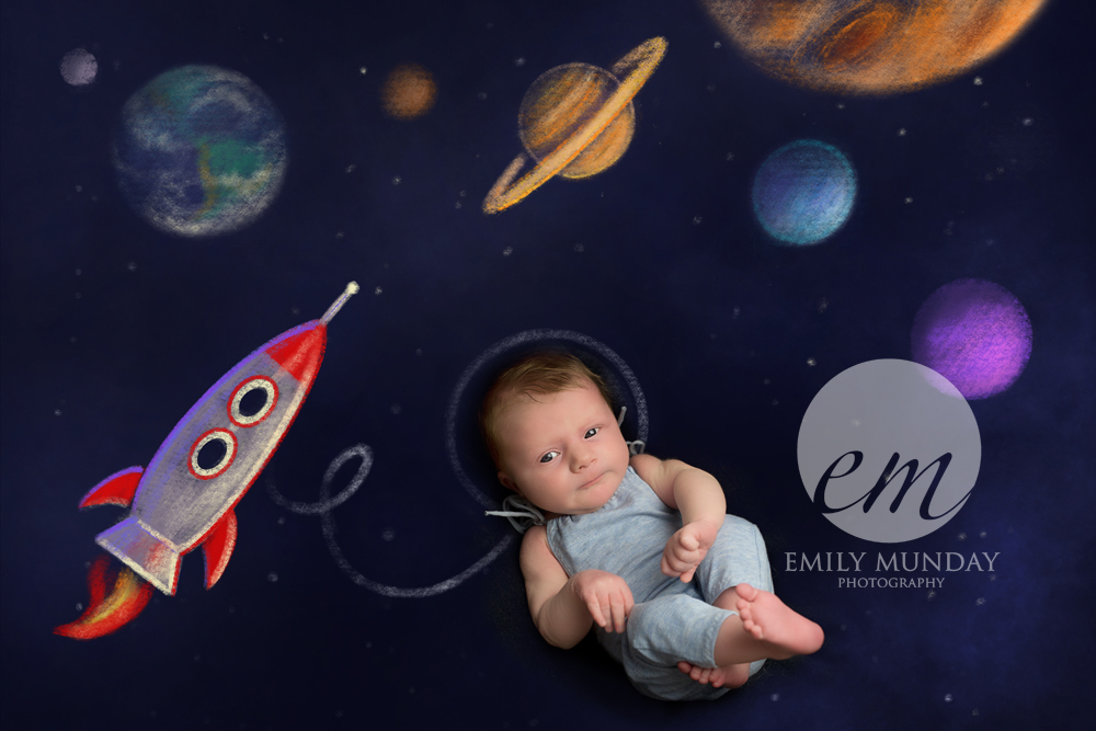 baby space theme Plymouth studio session newborn photo shoot photography Devon emily munday monday home studio