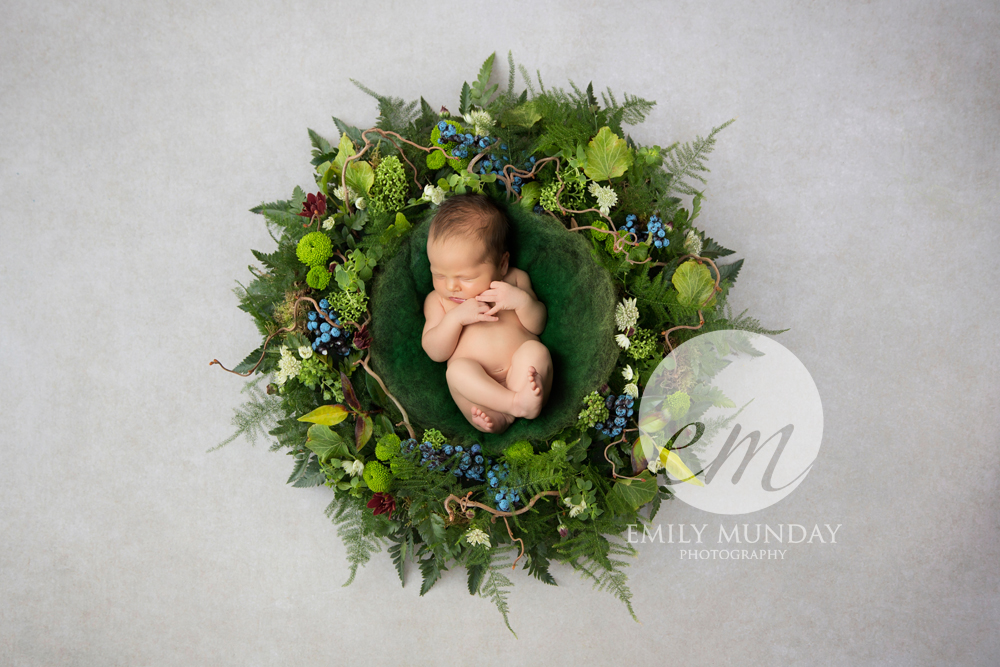 christmas wreath green foliage family portraits plymouth baby photographer lifestyle posed pink heart emily munday monday studio home newborn 