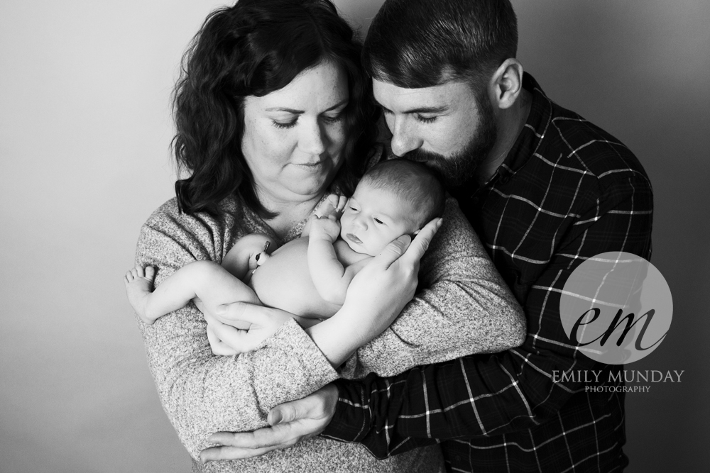  plymouth baby photographer lifestyle posed pink heart emily munday monday studio home newborn family portraits black and white