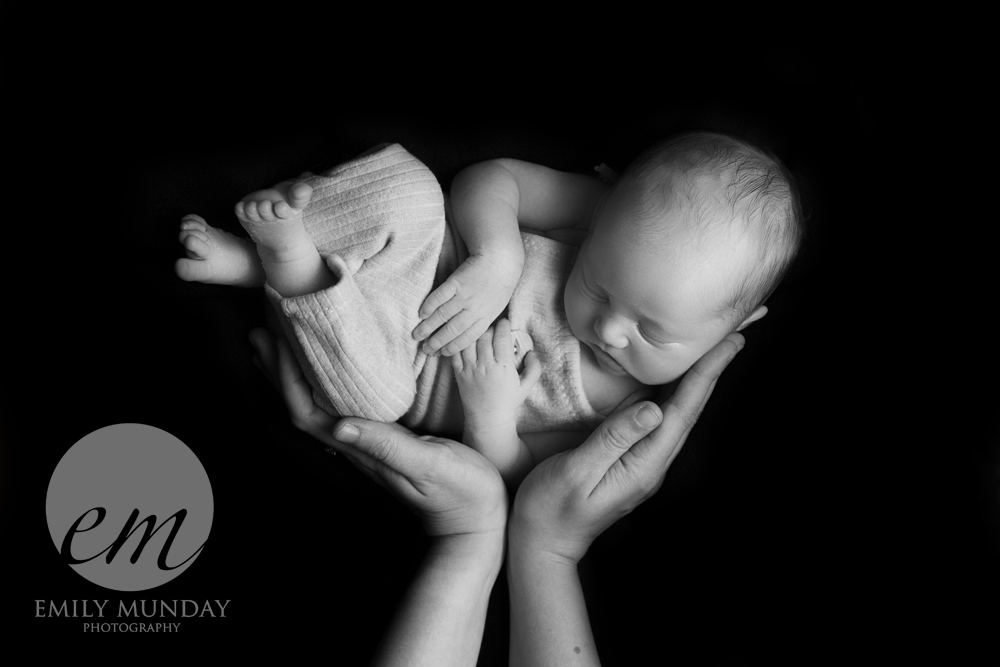 disney theme baby newborn photo studio session Plymouth Devon black and white hands parents family emily munday monday