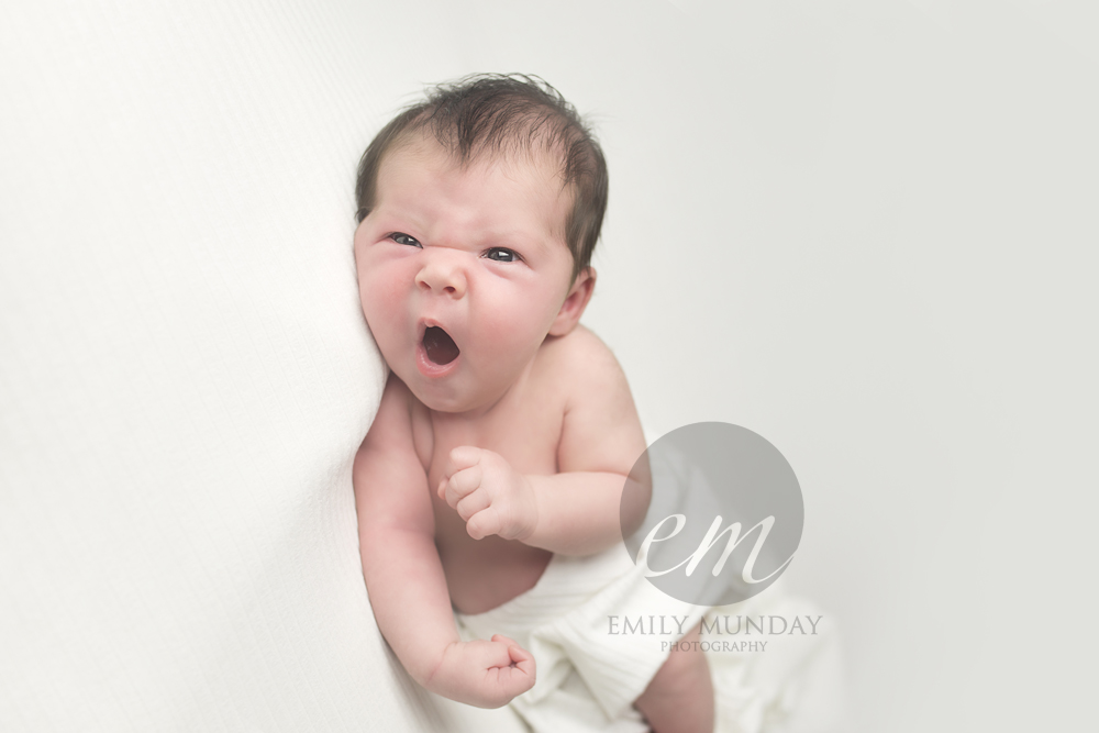 awake baby unposed newborn white pure simple studio warm photos pictures photography photographer emily munday monday