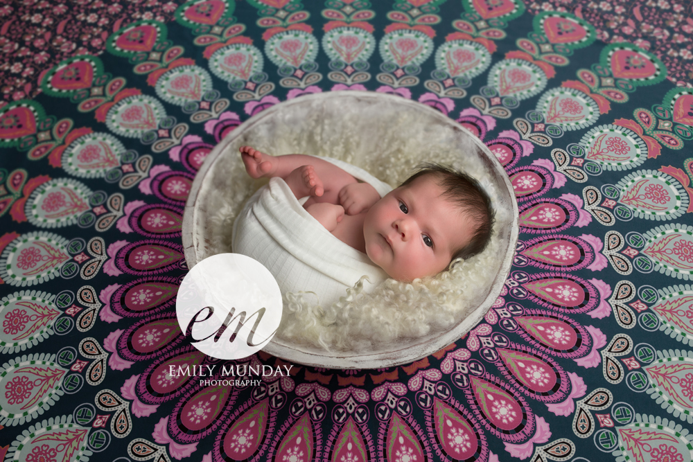 plymouth first time parents devon cornwall circle symmetry emily munday monday Lipson PL4 newborn photos baby studio photography photographer pink fluff white wrap cosy