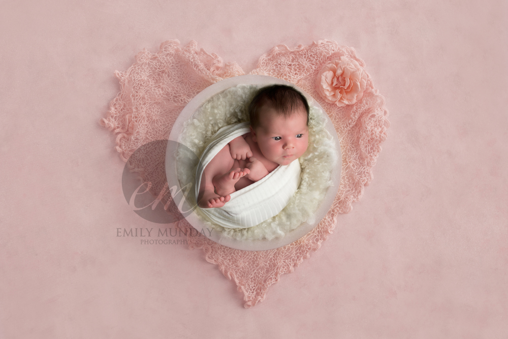 sophie pearl plymouth baby photographer lifestyle posed pink heart emily munday monday studio home newborn 